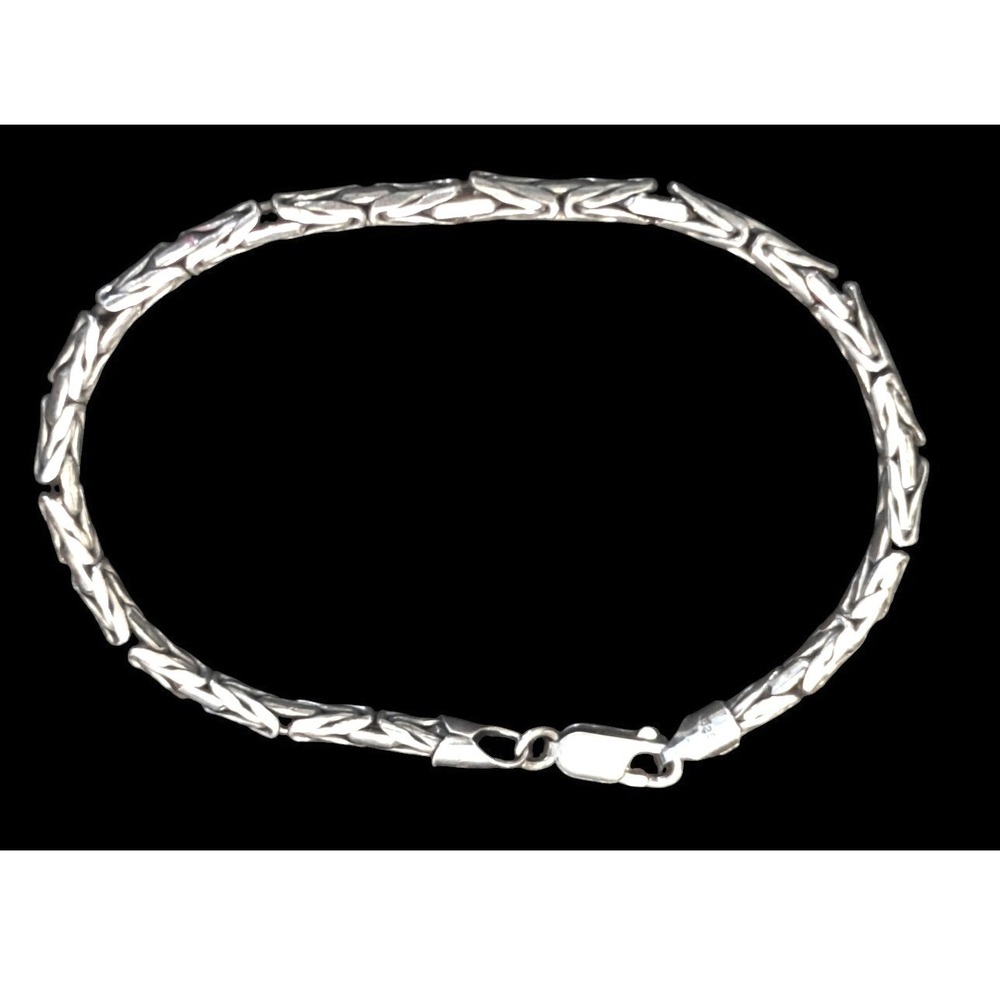 Sterling Silver 925 Italy Byzantine Chain Bracelet 8.5" 18.5g Mens Jewelry